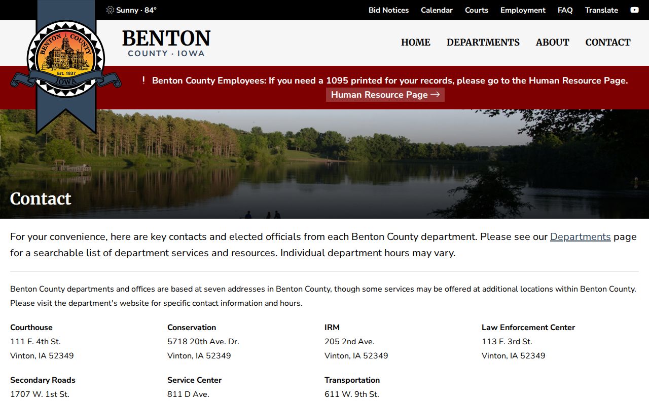 Benton County contact routing for clerk and sheriff warrant confirmation