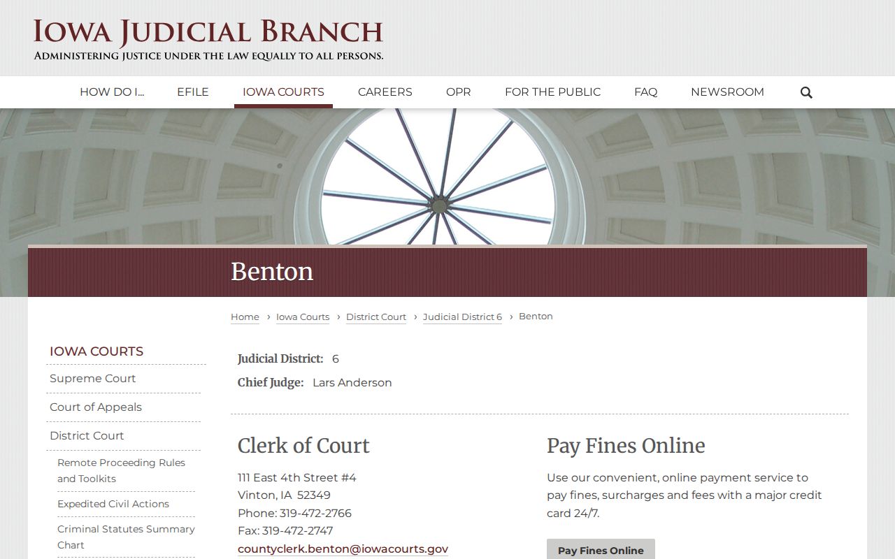 Benton County Clerk contact for bench-warrant confirmation