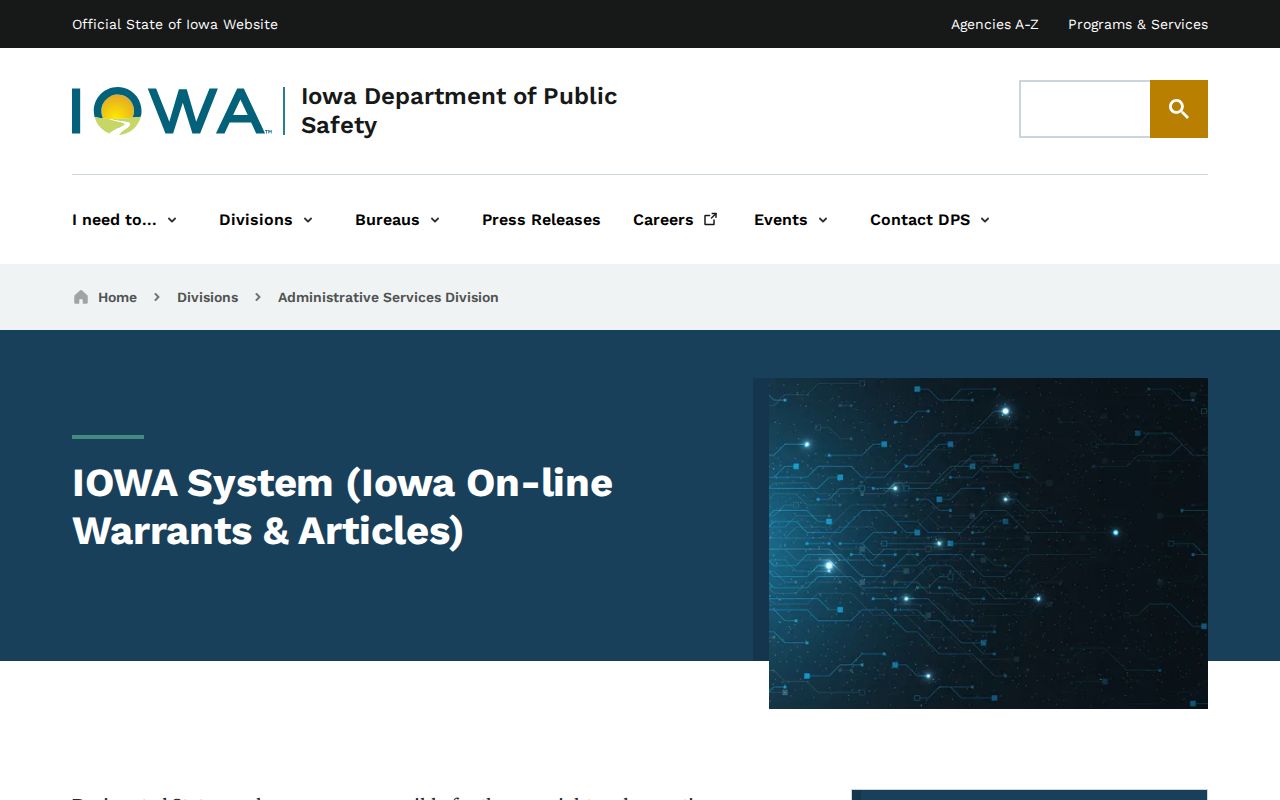 Restricted Iowa law-enforcement warrant system relevant to Benton County arrest warrants
