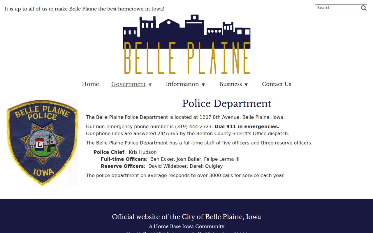 Belle Plaine Police contact page for Benton County traffic citation routing