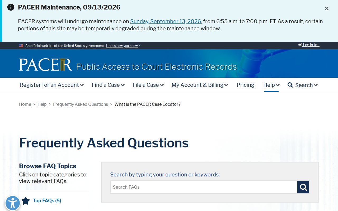 PACER Case Locator explanation for Benton County federal docket research