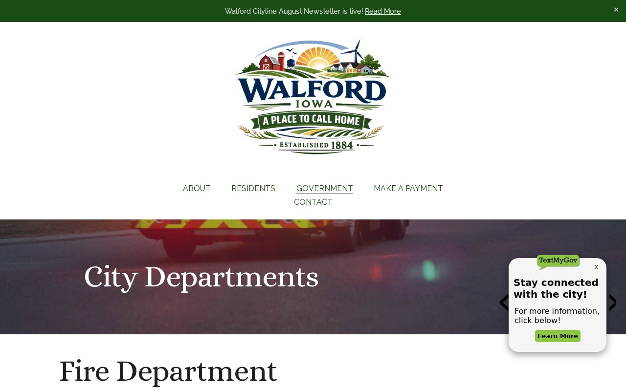 Official Walford departments page describing Linn County Sheriff law-enforcement service